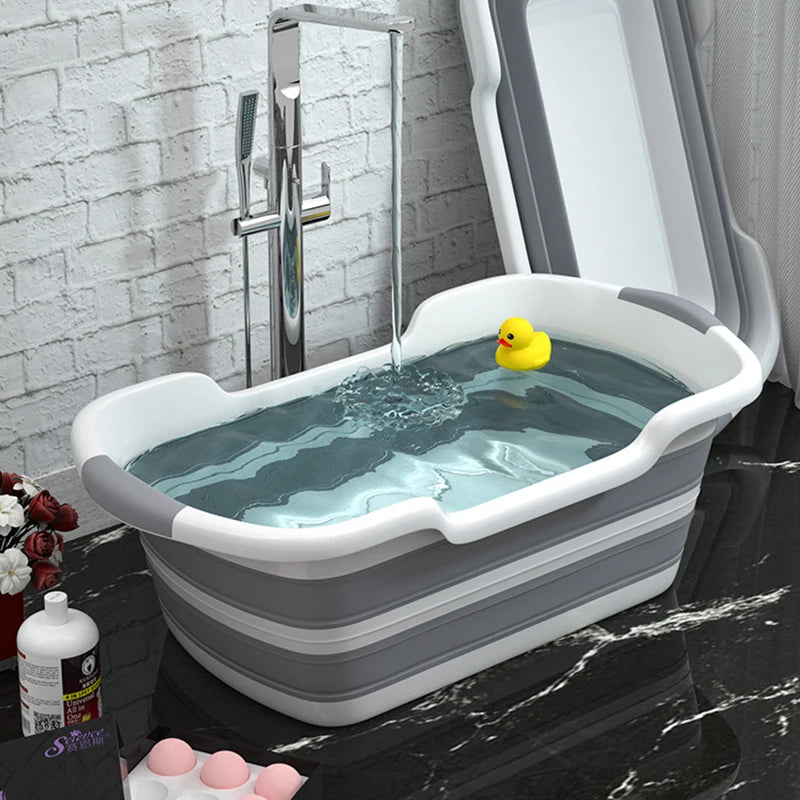 LazyChild Silicone Foldable Bathtub for Baby Bath Non-Slip Foot Bath Bucket Folding Portable Pet Dog Cat Bathtub