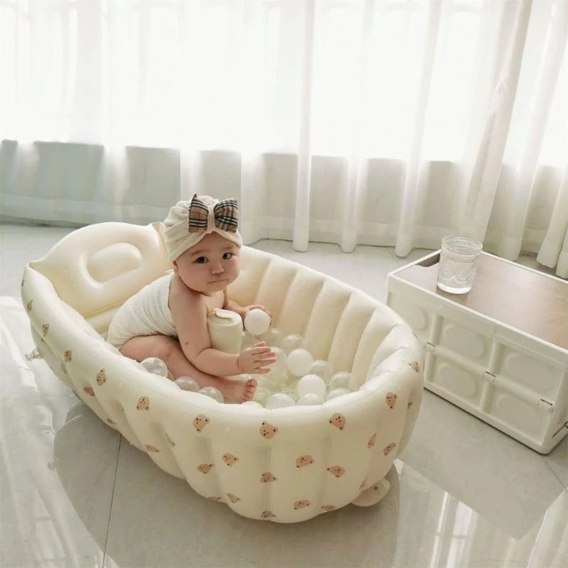 Y4QA Foldable PVC Inflatable Bathtub Indoor Swimming Pool for Baby Portable Bath Tub