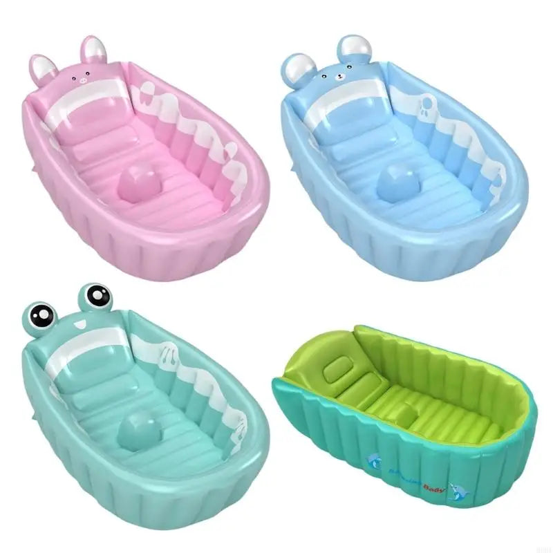 Foldable Bathtub Baby Bath Tub Cartoon Animal Pattern Inflatable Bathtub 69HE
